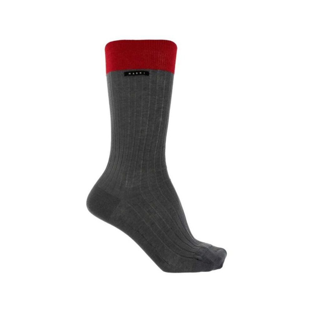 Marni Men Grey Cotton Socks With Contrasting Cuffs